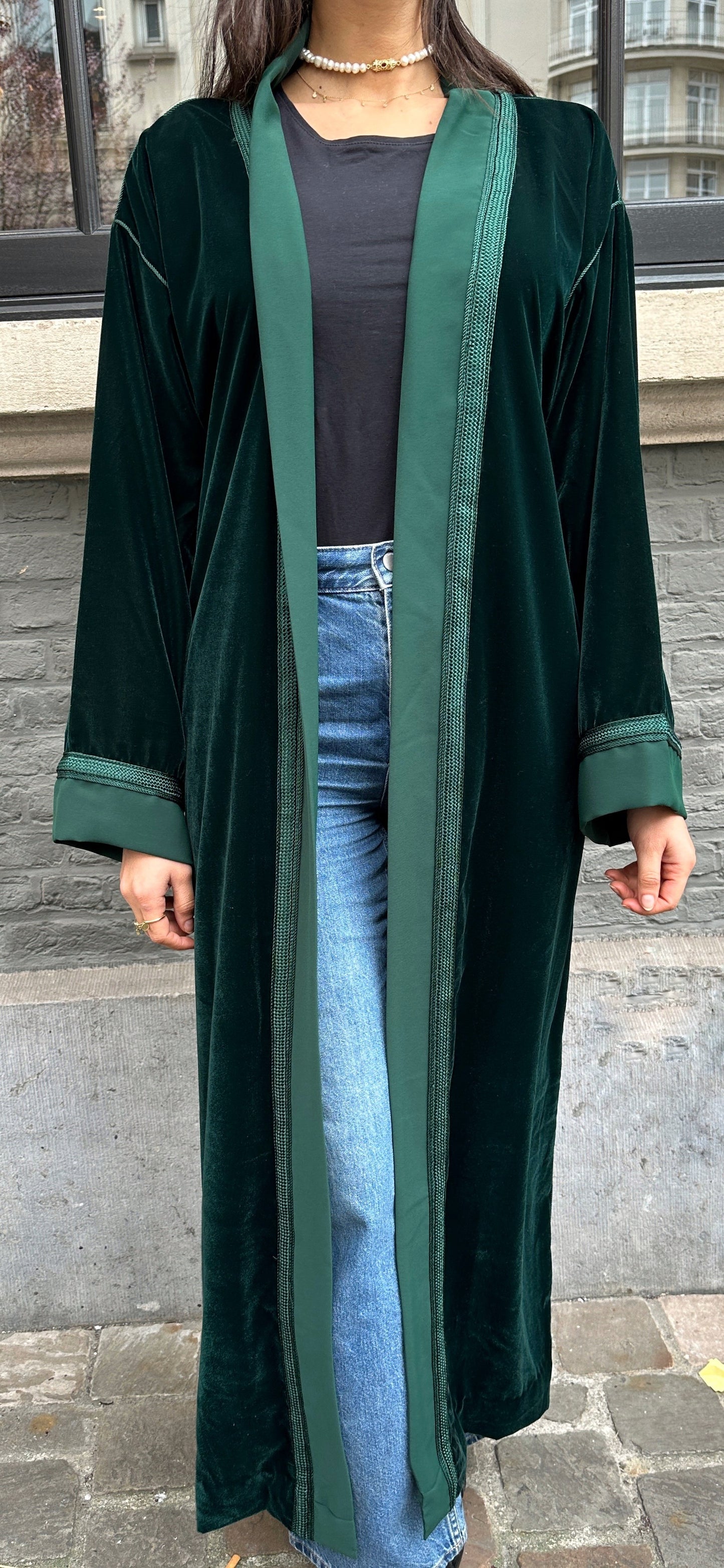 Kimono en velours vert royal