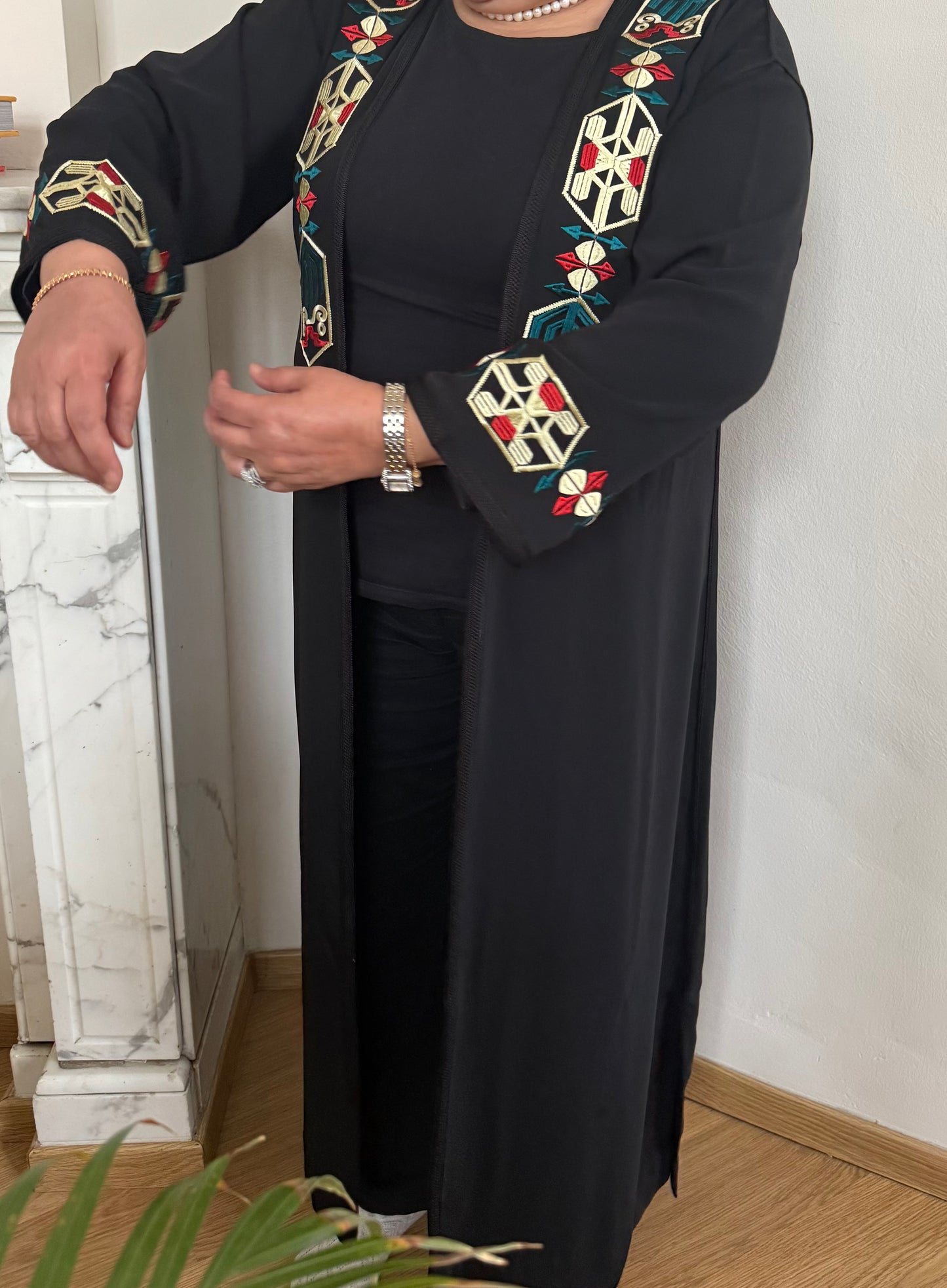Kimono noir brodé