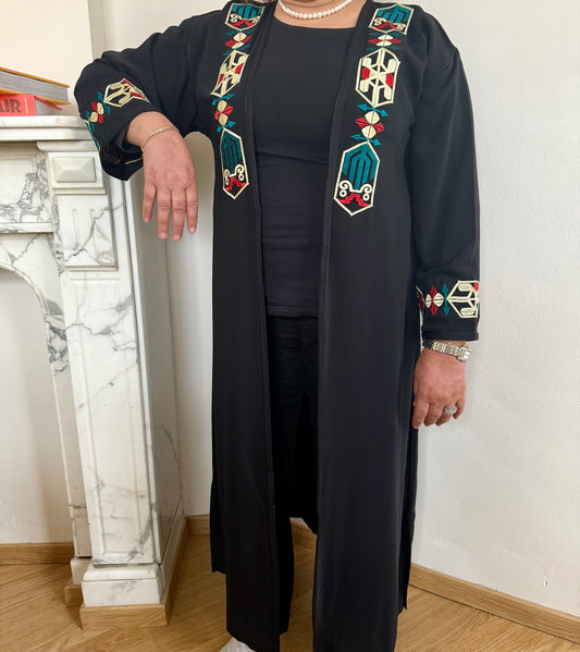 Embroidered Black Kimono