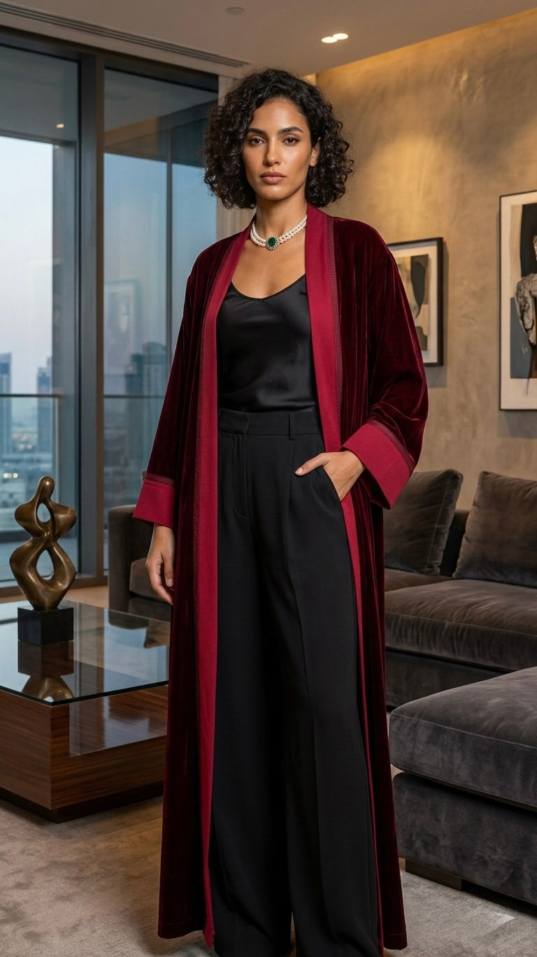 Kimono en velours bordeaux