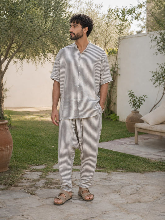 Ensemble lin rayé — Homme