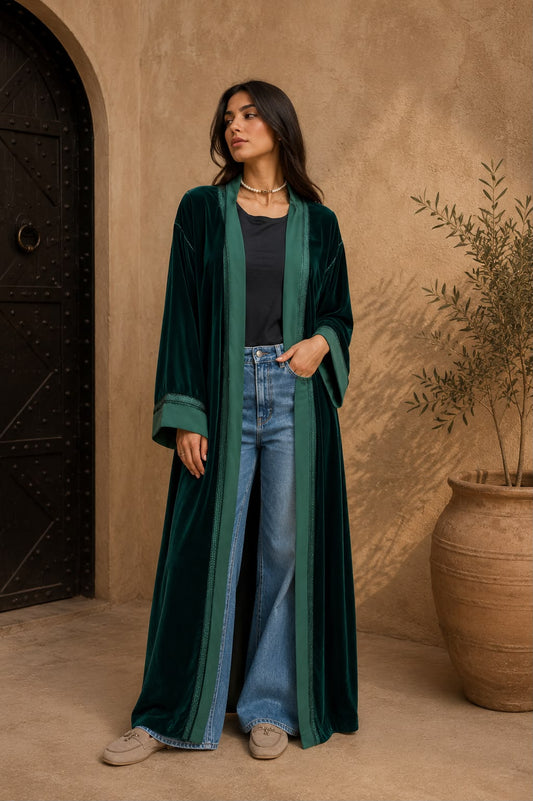Koninklijke groene fluwelen kimono