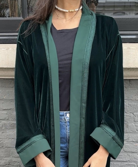 Kimono en velours vert royal