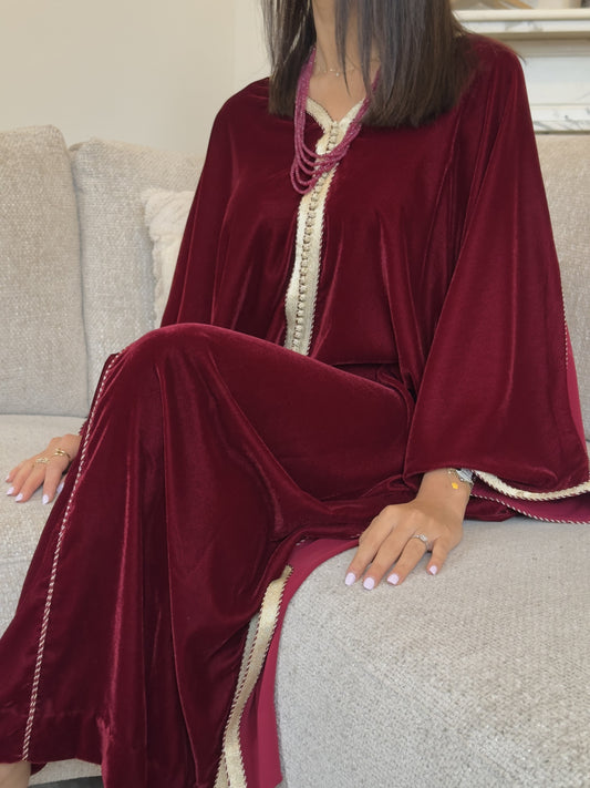 Twee-materiaal bordeaux Gandoura